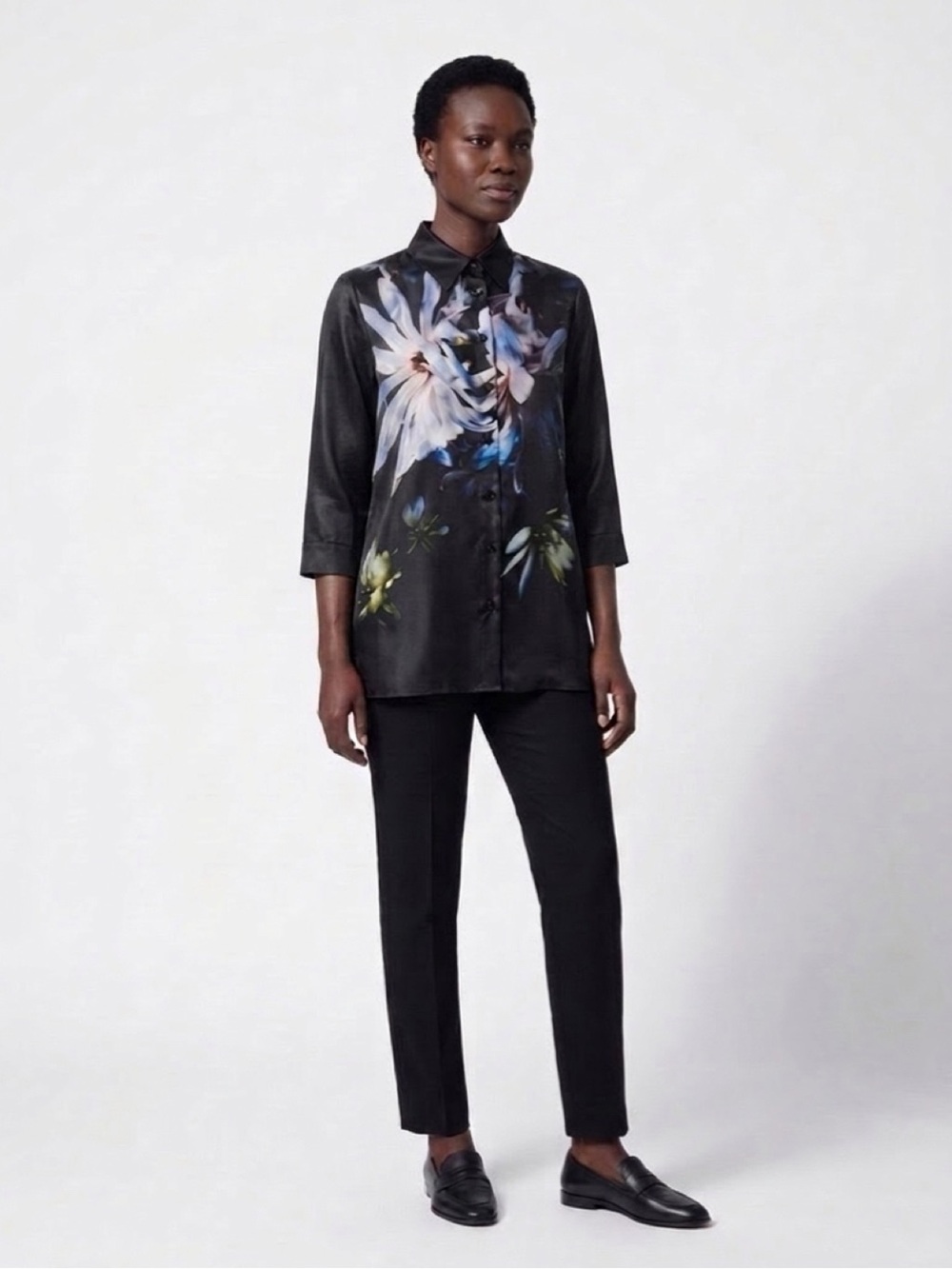 Marina Rinaldi Begonia Anthracite/lime Silk Satin Shirt Plus Size 18 MSRP $1155